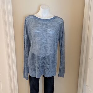Lululemon Well Being heathered blue crew neck linen blend sweater size L